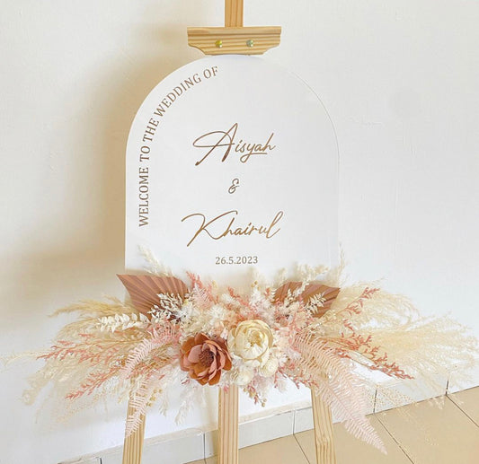 Wedding welcome board with mirror-A2 acrylic white