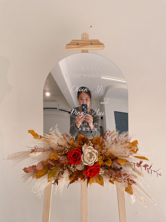 Wedding welcome mirror(faux)-silver